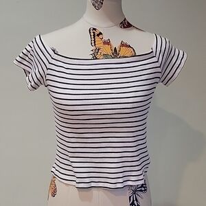 Dividend blue and white striped crop top.  Size is Large.